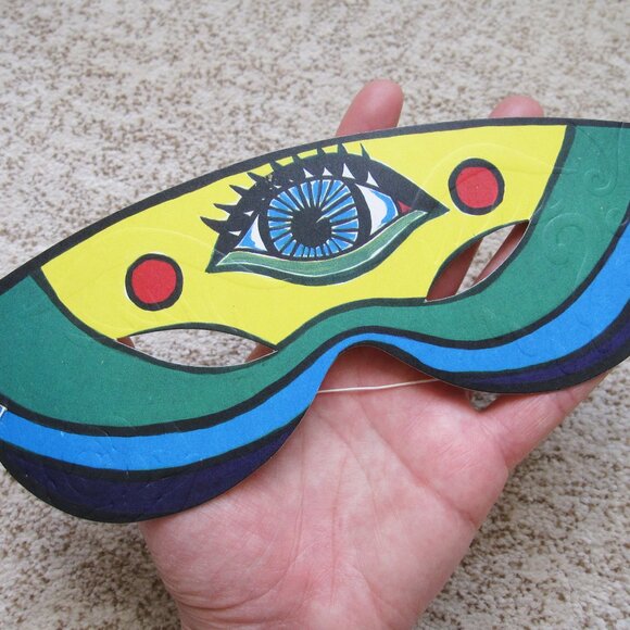 Vintage Set of 5 Masks Masquerade Halloween Carnival Fantasy Rainbow Surreal - Picture 7 of 11